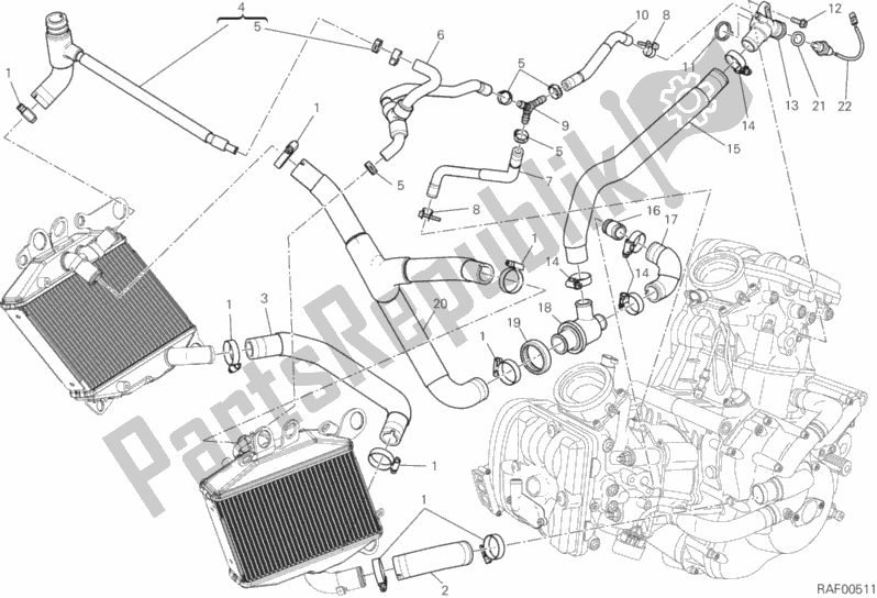 Todas las partes para Circuito De Enfriamiento de Ducati Diavel Titanium 1200 2015
